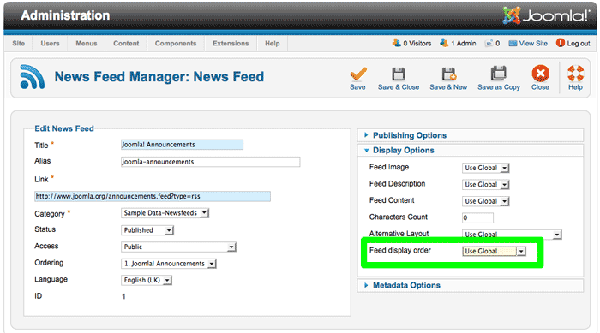 Sindicación flexible (Feed Manager) en Joomla! 2.5