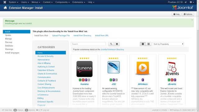 App Store de Joomla! 3, realmente fácil de usar y muy útil