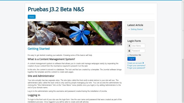 Front-end de página de ejemplo de Joomla! 3.2